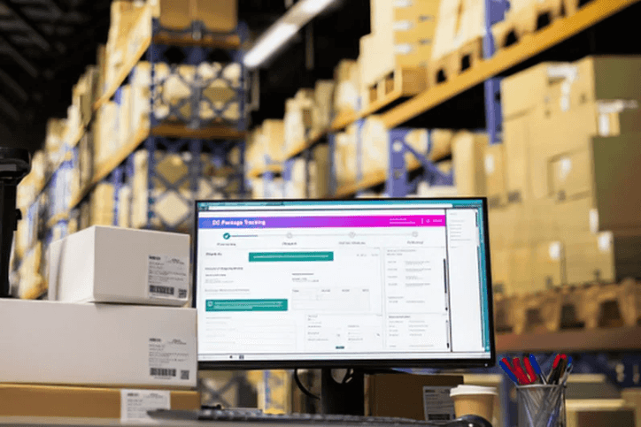 Package tracking software running in a warehouse for white-label logistics products